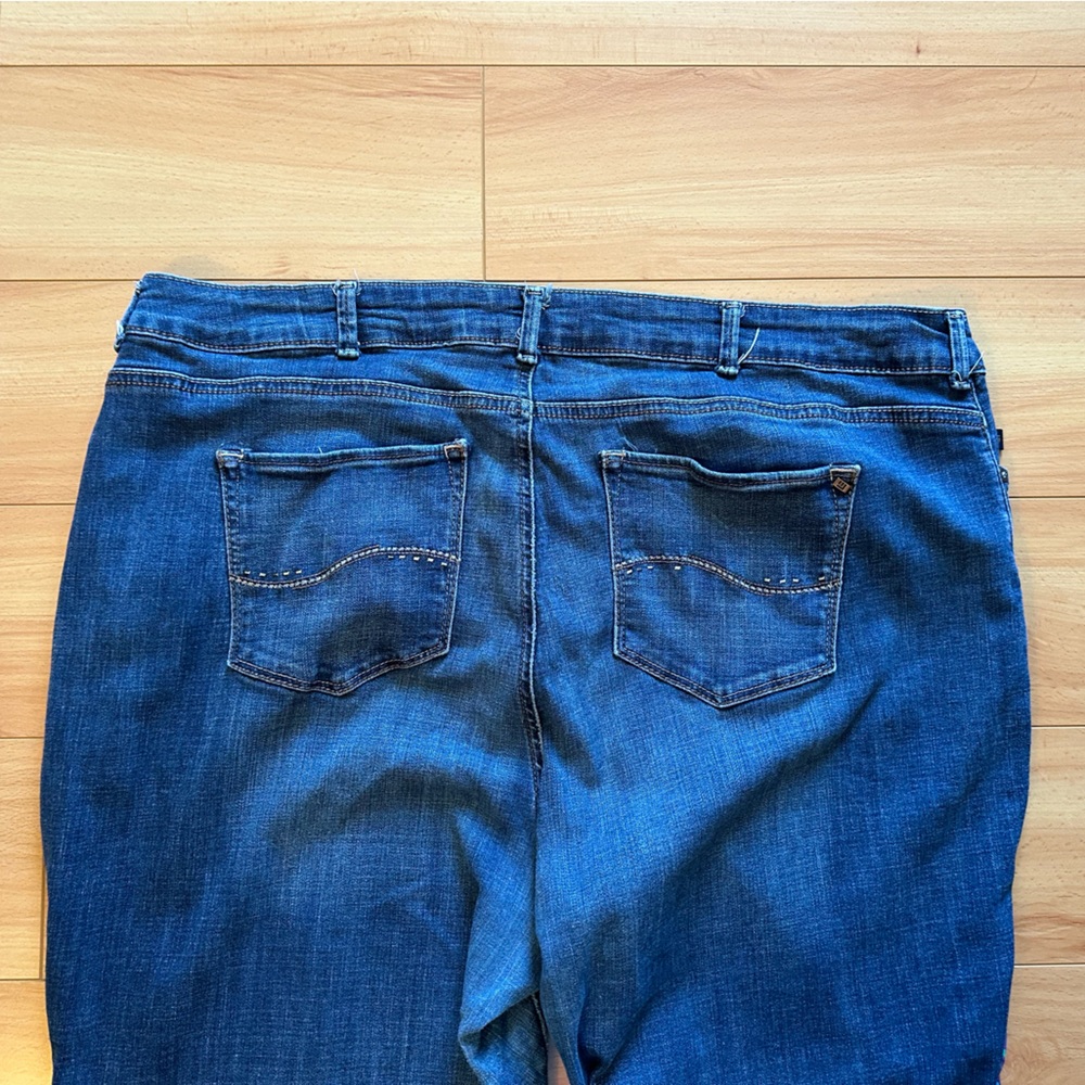 Hand Crafted Blue Purple Flare Jeans Lee modern series curvy bootcut 24W petite - Picture 13 of 15